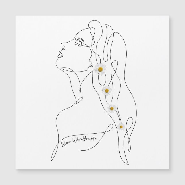 Dibujo de arte de línea de mujer - Bloom donde est (Anverso)