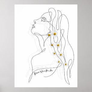 Dibujo de arte de línea de mujer - Bloom donde est