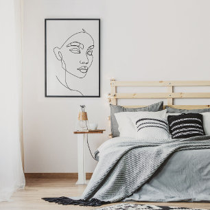 Dibujo de arte de línea de retrato de cara abstrac