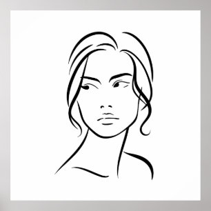 Dibujo de arte de línea de rostro de mujer abstrac