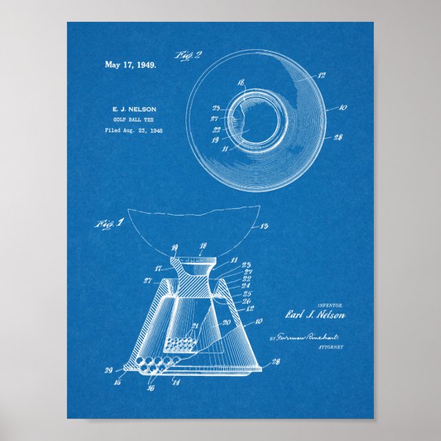 Dibujo de arte de patente de bola de golf de 1949 (Frente)