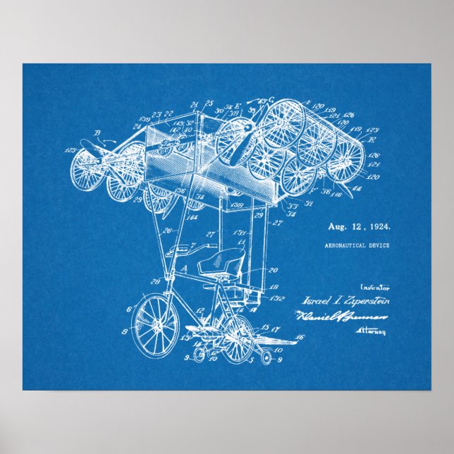 Dibujo de arte de patentes de aviones de bicicleta (Frente)