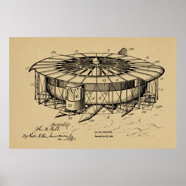 Dibujo de arte de patentes de aviones de la máquin (Frente)