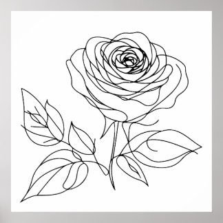 Dibujo de arte de una línea de rosa minimalista en