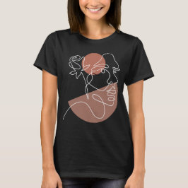 Dibujo de arte en línea Camiseta facial de mujer