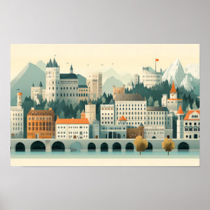 Dibujo de arte gráfico de arquitectura de paisajes