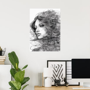 Dibujo de arte lineal en el cuerpo de la mujer