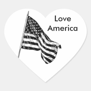 Dibujo de bandera americana Pegatina de corazón pe