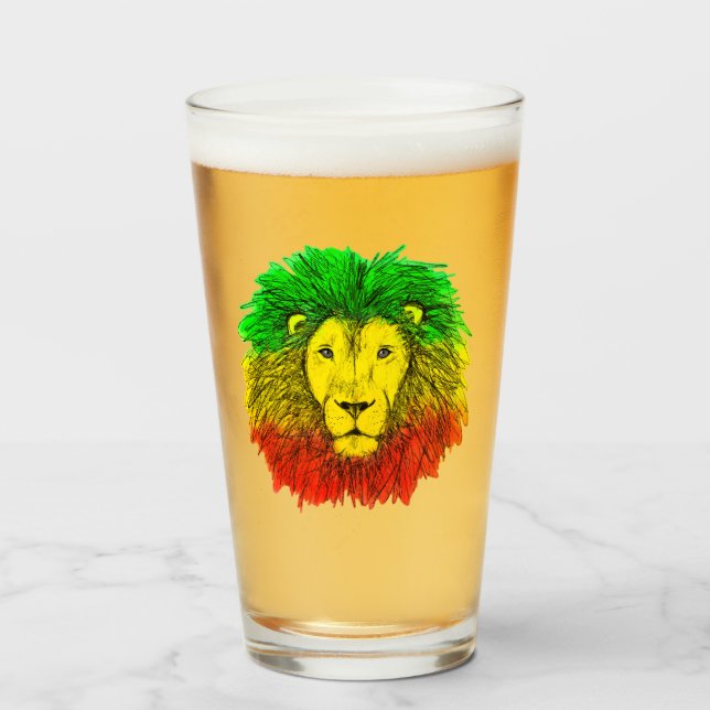 Dibujo de cabeza de león Rasta rojo amarillo verde (Anverso (lleno))