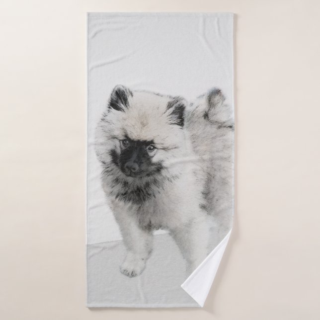 Dibujo de cachorros de Keeshond - Arte de perros o (Toalla de baño)