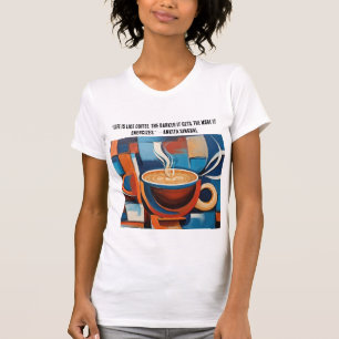 Dibujo de café abstracto con una camiseta blanca