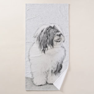 Dibujo de color con barba - Arte de perro original