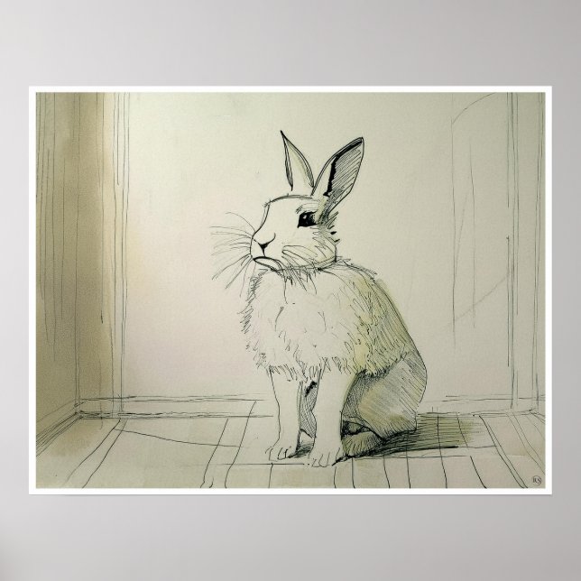 Dibujo de conejo mascota - Impresión artística (Frente)
