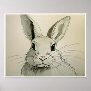 Dibujo de conejo mascota - Impresión artística