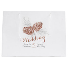 Dibujo de conos de pino marrón boda gran bolsa de 