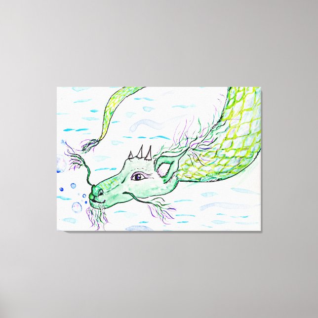 Dibujo de dragón marino impresión de lienzo estira (Anverso)