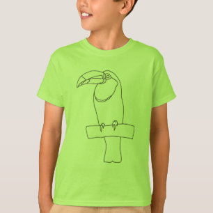 Dibujo de esquema de pájaro táctil en camisetas