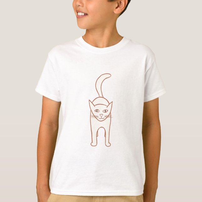 Dibujo de esquema simple de pie de gato, camisetas (Anverso)