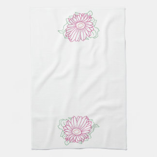 Dibujo de esquema, toallas de cocina de flores de