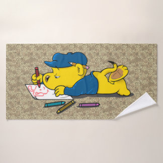 Dibujo De Ferald Con Toalla De Baño De Crayones