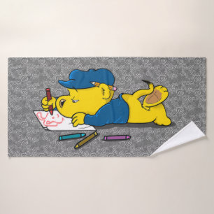 Dibujo De Ferald Con Toalla De Baño De Crayones