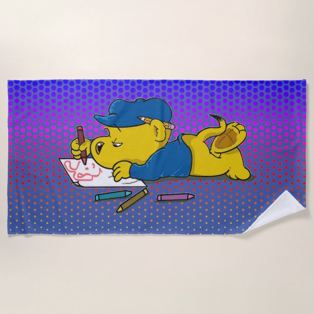 Dibujo De Ferald Con Toalla De Playa De Crayons (Anverso)