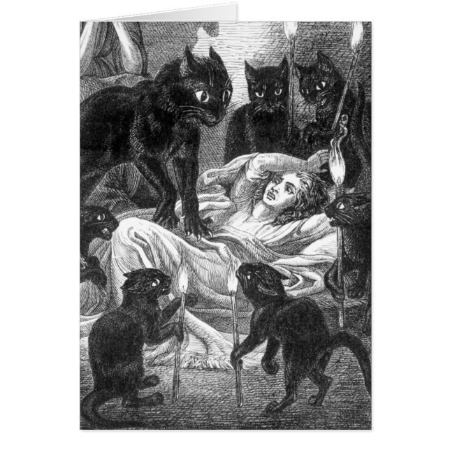 Dibujo de fiesta de gato negro retro (Frente)