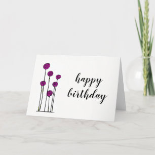 Dibujo de flores - Tarjeta de cumpleaños - En blan