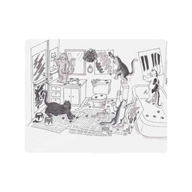 Dibujo de gatos amistosos que crean arte abstracto (Anverso)