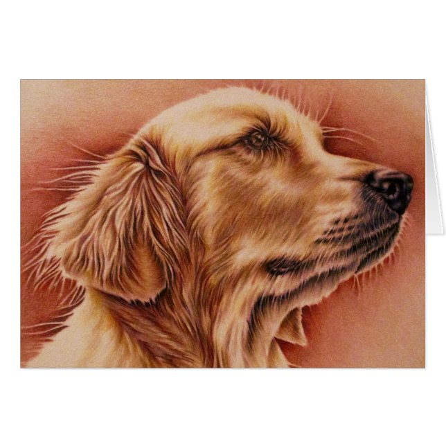 Dibujo de Golden Retriever en tarjeta (Anverso (Horizontal))