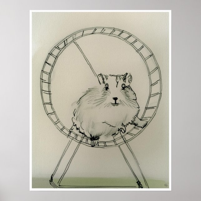 Dibujo de hámster feliz - Imprimir arte (Frente)