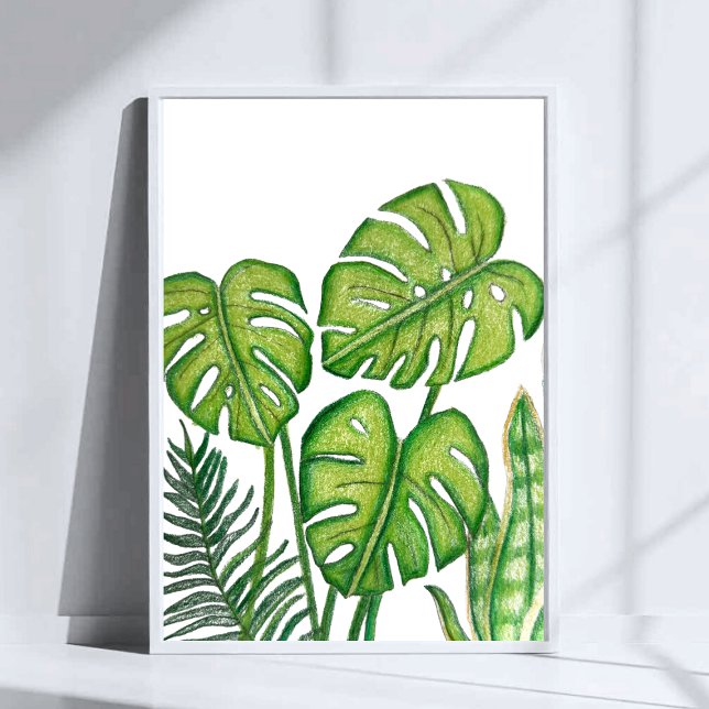 Dibujo de Hojas Verdes de Monstera Arte a Lápiz de (Subido por el creador)