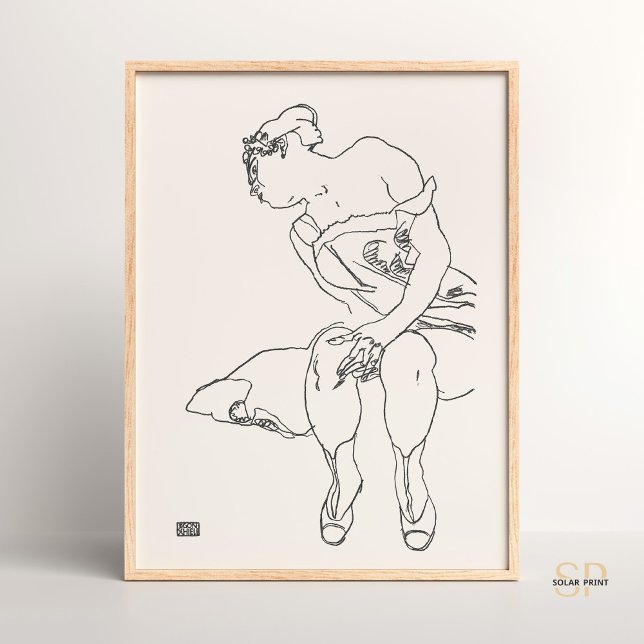 Dibujo de impresión de arte sentado de la mujer Eg (Subido por el creador)