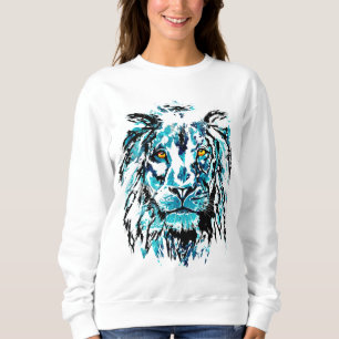 Dibujo de la cabeza del león azul Sudadera de le