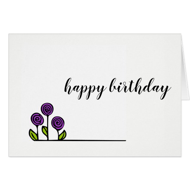 Dibujo de la flor - tarjeta de cumpleaños - (Anverso (Horizontal))
