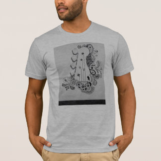 Dibujo de la guitarra baja en la camiseta de los
