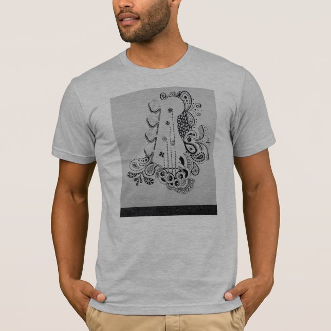 Dibujo de la guitarra baja en la camiseta de los (Anverso)