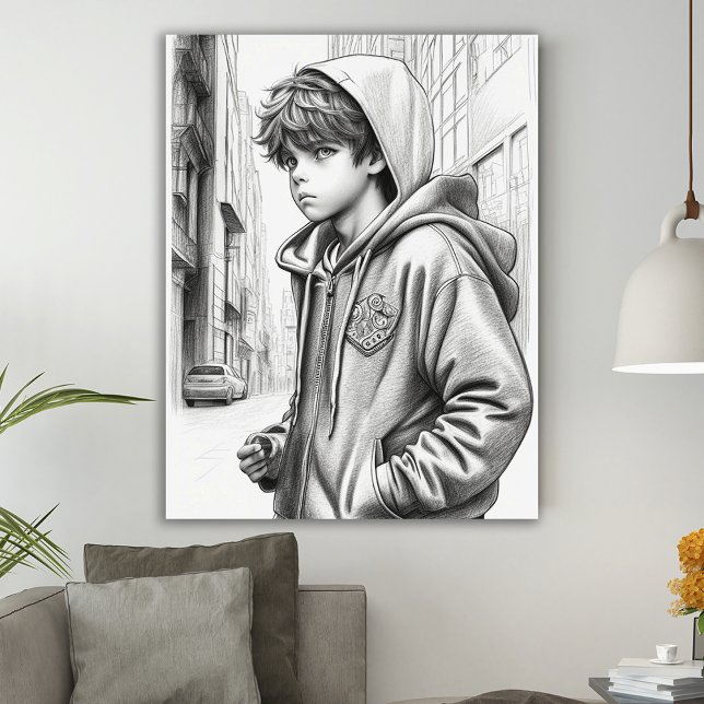 Dibujo de lápiz blanco y negro de arte generado po (Subido por el creador)