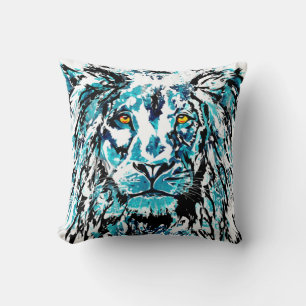 Dibujo de León Azul - Cojín decorativo de León abs