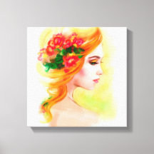 Dibujo de lienzo hermoso retrato de mujer