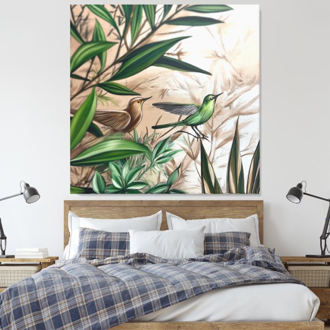 dibujo de lienzo inspirado en la naturaleza, verde (Insitu(Dormitorio))