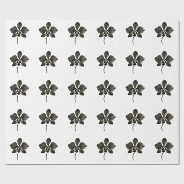 Dibujo de línea orquídea - Papel de envolvimiento  (Superficie plana)