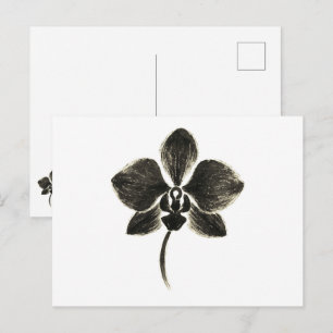 Dibujo de línea orquídea - Postales botánicas