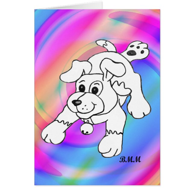 Dibujo de líneas de perro del carbón vegetal feliz (Frente)