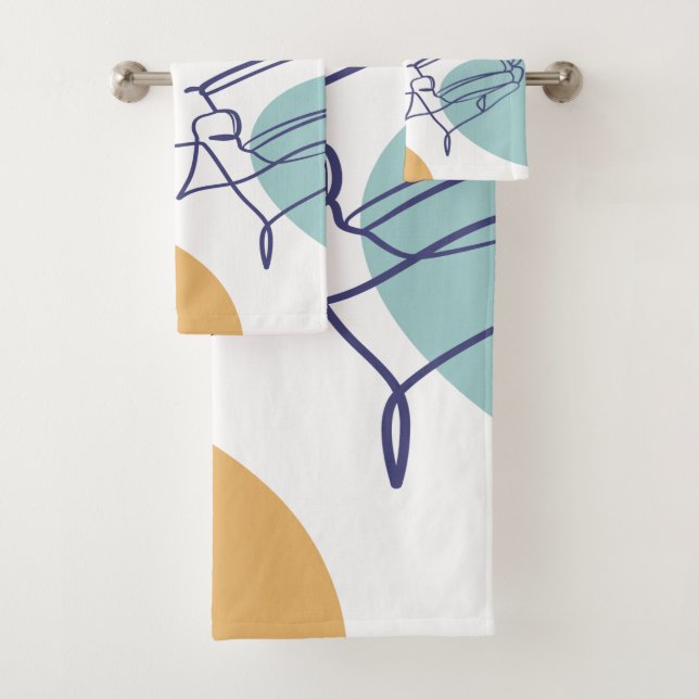 dibujo de líneas poster de la mujer tomando café (In situ)