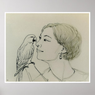 Dibujo de loro mascota - Impresión de arte