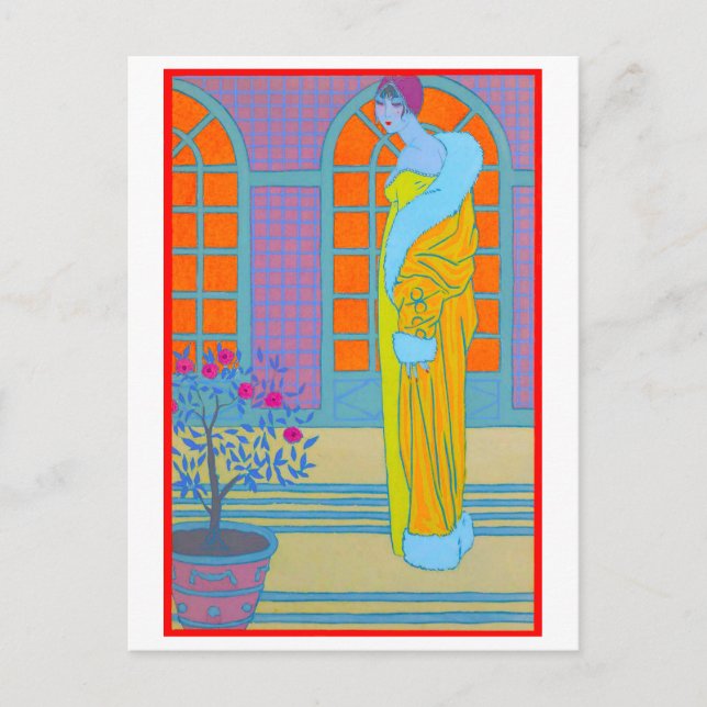 Dibujo de moda Art Deco de George Barbier Postal (Anverso)