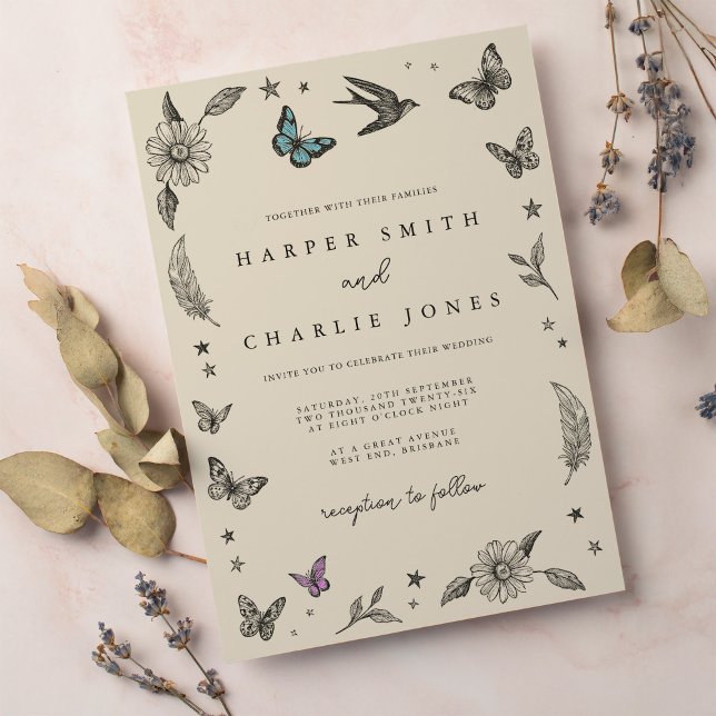 Dibujo de moda simple invitación a la boda (Subido por el creador)