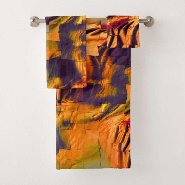 Dibujo de mosaico abstracto manchado, oro quemado  (In situ)