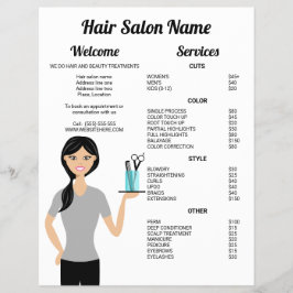 Dibujo de mujer peluquera linda Menú de salón de b